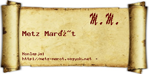 Metz Marót névjegykártya